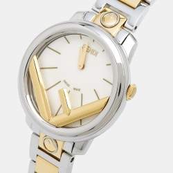 Fendi White Two-Tone Stainless Steel Run Away FOW802A2YKF0QA0 Women's Wristwatch 28 mm