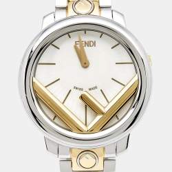 Fendi White Two-Tone Stainless Steel Run Away FOW802A2YKF0QA0 Women's Wristwatch 28 mm