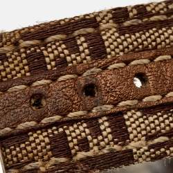 مملوكة مسبقًا Fendi Brown Stainless Steel Canvas 7600M Women's Wristwatch 27 mm