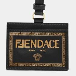 Fendi x Versace Black/Gold Leather Fendace Lanyard Card Holder