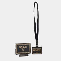 Fendi x Versace Black/Gold Leather Fendace Lanyard Card Holder