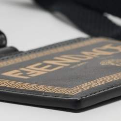 Fendi x Versace Black/Gold Leather Fendace Lanyard Card Holder