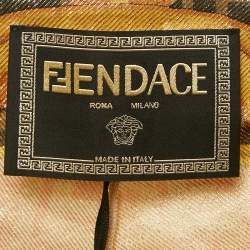 Fendace Yellow Logo Print Lurex Jersey Leggings S