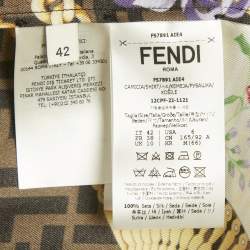 Pre Owned Fendace Brown Baroque Print Silk Top & Skirt Set M/L  