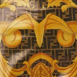 Fendace Fendi x Versace Yellow Patterned Lurex Knit Leggings M