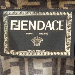 Fendi x Versace Brown Monogram Jersey Crystal Embellished T-Shirt M