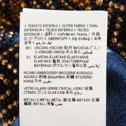 Fendi x Versace Blue Denim Print Logo Embellished Jersey T-Shirt M