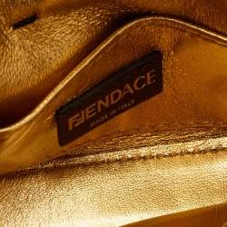 Fendi x Versace Yellow/Black Baroque Fabric Nano Fendace Baguette Charm Bag