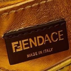 Fendi x Versace Yellow/Black Baroque Fabric Nano Fendace Baguette Charm Bag