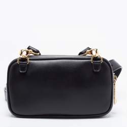 Fendi x Versace Black Leather Logo Print Fendace Camera Bag