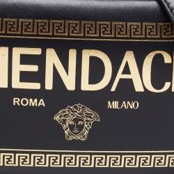 Fendi x Versace Black Leather Logo Print Fendace Camera Bag