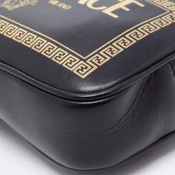Fendi x Versace Black Leather Logo Print Fendace Camera Bag