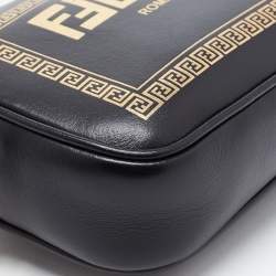 Fendi x Versace Black Leather Logo Print Fendace Camera Bag