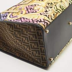Pre Owned Fendi x Versace Multicolor Baroque Print Canvas and Leather Large Fendace Sunshine Tote