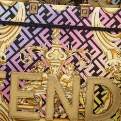 Pre Owned Fendi x Versace Multicolor Baroque Print Canvas and Leather Large Fendace Sunshine Tote