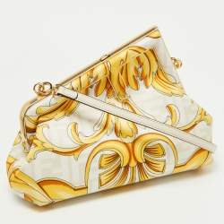 Fendi x Versace Gold/Yellow Baroque Print Fabric Fendace First Clutch Bag