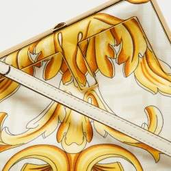 Fendi x Versace Gold/Yellow Baroque Print Fabric Fendace First Clutch Bag