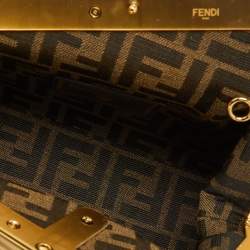 Fendi x Versace Gold/Yellow Baroque Print Fabric Fendace First Clutch Bag