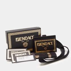 Pre Owned Fendi x Versace Black/Gold Leather Fendace Lanyard Card Holder
