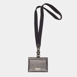 Pre Owned Fendi x Versace Black/Gold Leather Fendace Lanyard Card Holder