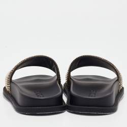 Fendi X Versace Gold Metal and Rubber Flat Slides Size 35