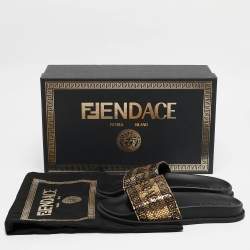 Fendi x Versace Gold/Black Metal Mesh Pool Slides Size 39