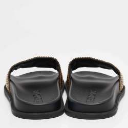 Fendi x Versace Gold/Black Metal Mesh Pool Slides Size 39