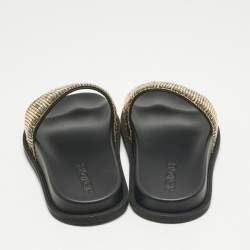 Pre Owned Fendi x Versace Gold/Black Metal Mesh Pool Slides Size 38