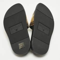 Pre Owned Fendi x Versace Gold/Black Metal Mesh Pool Slides Size 38