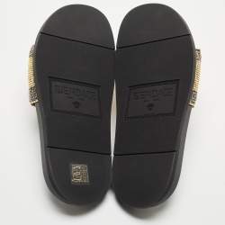 Pre Owned Fendi x Versace Gold Metal and Rubber Flat Slides Size 41