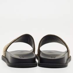 Pre Owned Fendi x Versace Gold Metal and Rubber Flat Slides Size 41