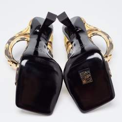 Fendi x Versace Yellow/Black Canvas Medusa Slides Size 38 