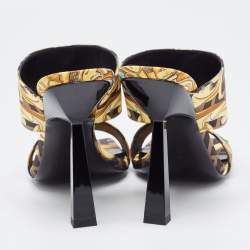 Fendi x Versace Yellow/Black Canvas Medusa Slides Size 38 