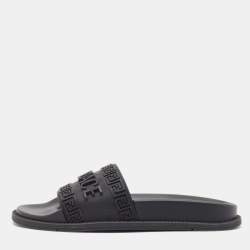 Fendi x Versace Black Rubber Flat Slides Size 37
