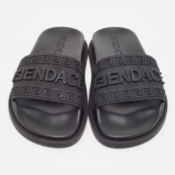 Fendi x Versace Black Rubber Flat Slides Size 37