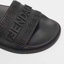 Fendi x Versace Black Rubber Flat Slides Size 37