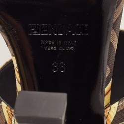Fendi x Versace Black/Yellow Baroque Fabric Fendace Medusa Slide Sandals Size 36