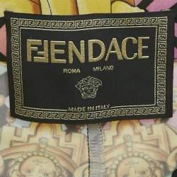 Pre Owned Fendance Purple/Yellow Barocco Print Jersey Leggings M