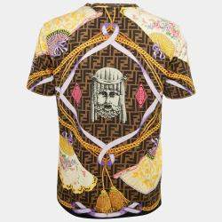 مملوكة مسبقًا Fendace Multicolor Printed Cotton Crewneck T-Shirt M