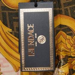 Fendi x Versace Yellow Patterned Lurex Knit Leggings S