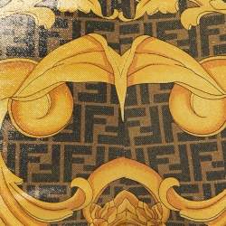 Fendi x Versace Yellow Patterned Lurex Knit Leggings S