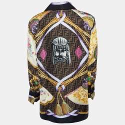 Fendi X Versace Brown/Multicolor Printed Silk Shirt S