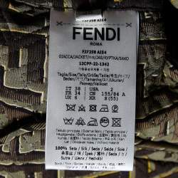 Fendi x Versace Brown Barocco FF Quilted Silk Cropped Jacket S