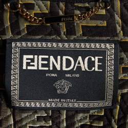 Fendi x Versace Brown Barocco FF Quilted Silk Cropped Jacket S