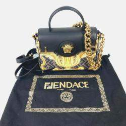 Fendi x Versace Black/Brown PVC and Leather La Medusa Top Handle Bag