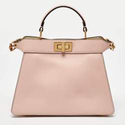 Fendi x Versace Light Pink Leather Peekaboo Iseeu Top Handle Bag