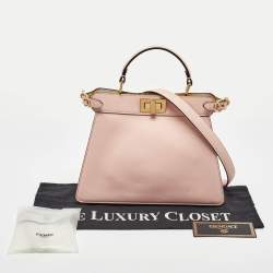 Fendi x Versace Light Pink Leather Peekaboo Iseeu Top Handle Bag