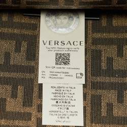 Pre Owned Fendi x Versace Brown/Black Zucca Canvas and Leather Large Sunshine Tote