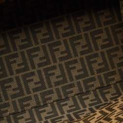 Pre Owned Fendi x Versace Brown/Black Zucca Canvas and Leather Large Sunshine Tote