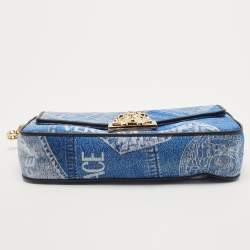 Fendi x Versace Fendace Blue/Black Denim and Leather Fendace Patchwork Baguette Bag